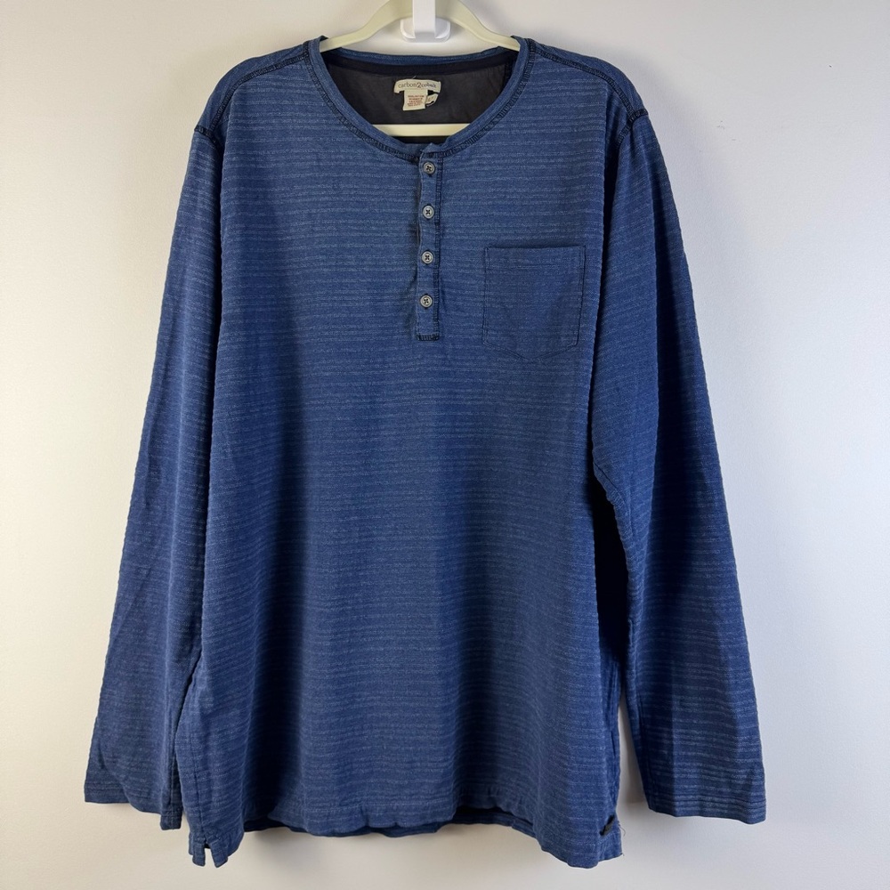 Carbon2Cobalt Carbon 2 Cobalt Watermark Henley Blue XLT XL Tall Stripe Shirt
